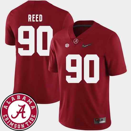 Men Alabama Crimson Tide Jarran Reed Crimson College Football Sec Patch 2018 Jersey